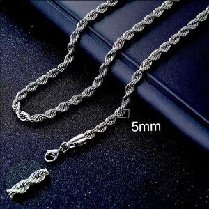 💗 Classic s 5mm Rope Silver Chain Necklace 22inch